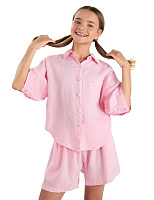 Рубашка для девочек-подростков серии LINEN Нежно-розовый