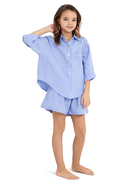 Рубашка для девочек-подростков серии LINEN, цвет лаванда, фото 2