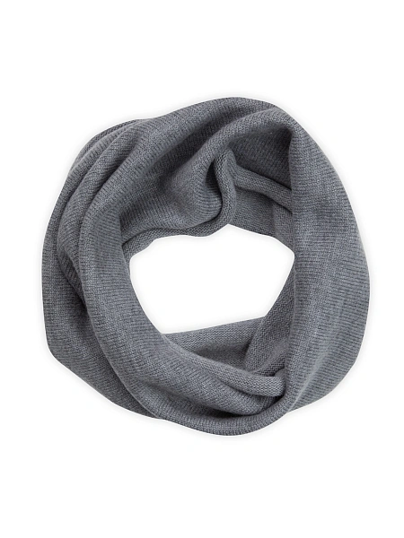 Теплый снуд из шерсти мериносов для мальчиков, цвет серый меланж, фото 2