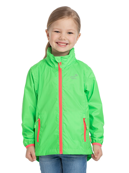 Ультралегкая куртка-ветровка для девочек из мембраны, цвет лайм неон, фото 1