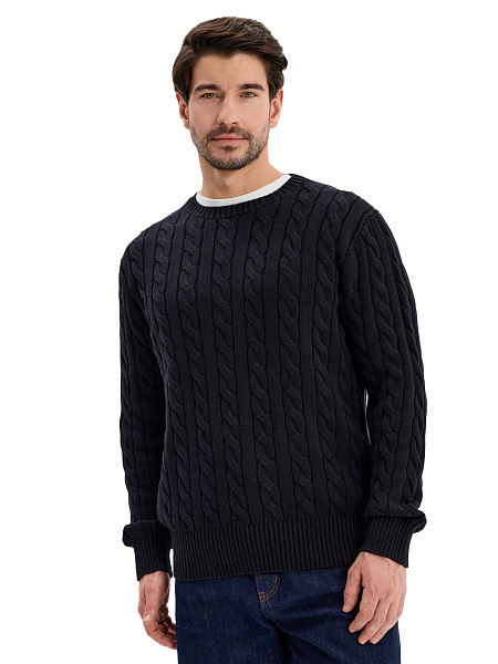 Джемпер Cotton мужской "косы", цвет черный, фото 1