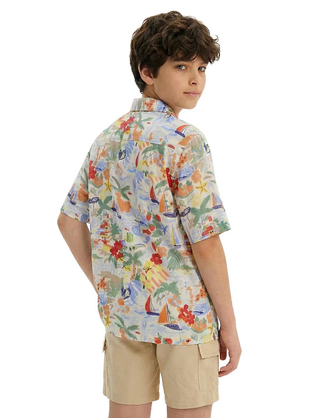  LINEN Рубашка для мальчика с коротким рукавом, цвет паттерн vacation, фото 2