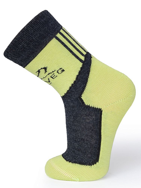 Термоноски детские для катания на лыжах серии CROSS COUNTRY, цвет серый-лайм, фото 1