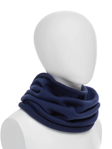 Теплый снуд из шерсти мериносов для мальчиков, цвет темно-синий, фото 3
