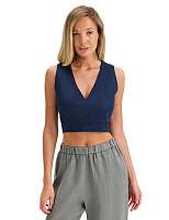 LINEN Топ женский на завязках Темно-синий