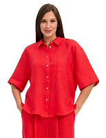LINEN Рубашка женская с коротким рукавом Красный