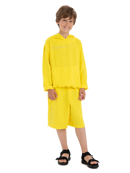 Худи из 100% льна для мальчиков-подростков, цвет желтый, фото 2