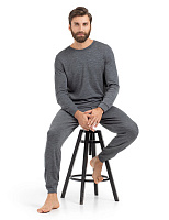 Термобелье костюм для сна и дома мужской из шерсти мериноса Серый меланж