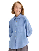 LINEN Рубашка для девочки Голубой пепельный