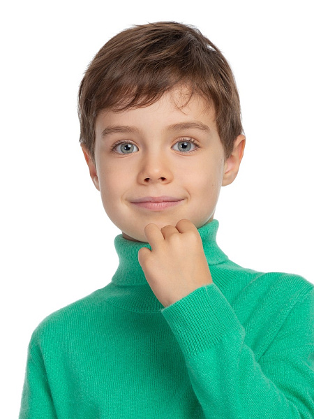 Свитер Cashmere детский для мальчика с высоким воротом, цвет мята, фото 5