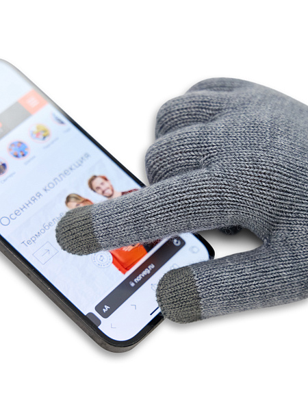 Перчатки детские сенсорные, цвет серый меланж, фото 3