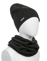 Комплект шапка и снуд из 100% шерсти мериносов для девочек Темно-болотный