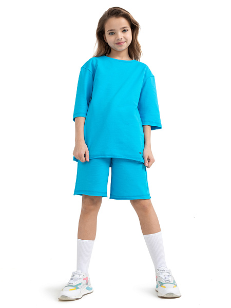 Шорты детские для девочек Cotton, цвет бирюзовый, фото 2