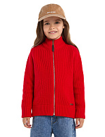 Кардиган из 100% шерсти мериноса на молнии для девочек Красный