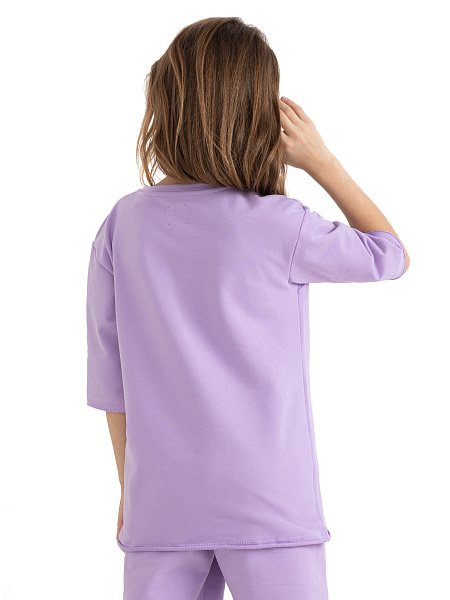 Футболка детская для девочек серии Cotton, цвет лаванда, фото 5