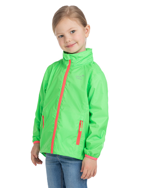 Ультралегкая куртка-ветровка для девочек из мембраны, цвет лайм неон, фото 3