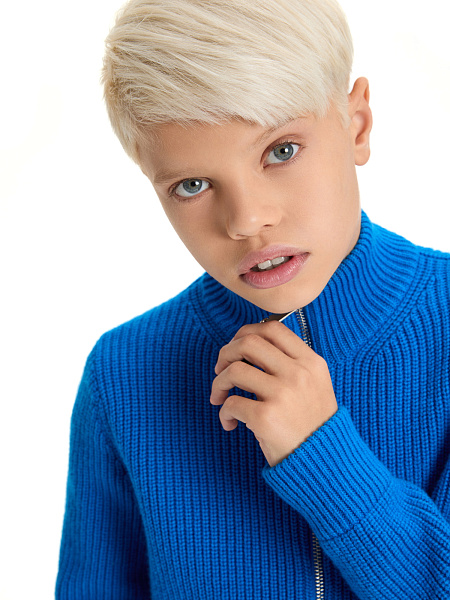 Кардиган шерстяной на молнии для мальчиков-подростков, цвет синий, фото 5