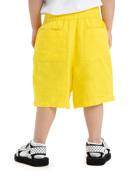 Шорты-бермуды из 100% льна для девочек, цвет желтый, фото 3