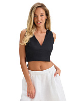 LINEN Топ женский на завязках Черный