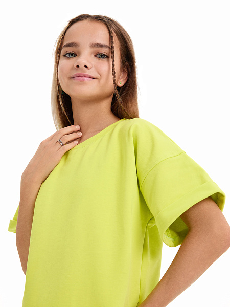Футболка для девочки ORGANOMICA Cotton, цвет лайм, фото 5