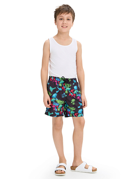 Шорты для мальчика Swimwear, цвет черный паттерн грибы, фото 4