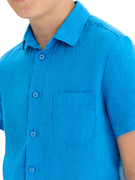 Рубашка для мальчика с коротким, цвет лазурный, фото 4