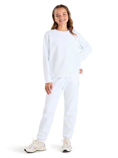 Джоггеры подростковые для девочек ORGANOMICA Cotton, цвет белый, фото 1