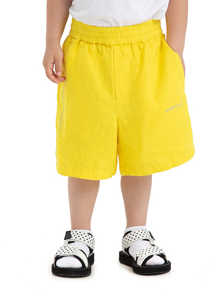 Шорты-бермуды из 100% льна для девочек, цвет желтый, фото 2