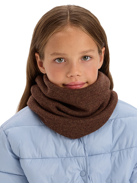 Теплый снуд из шерсти мериносов, цвет коричневый меланж, фото 4