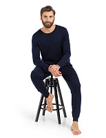 Термобелье костюм для сна и дома мужской из шерсти мериноса Синий