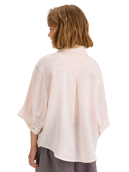 LINEN Рубашка для девочки, цвет бело-розовый, фото 2
