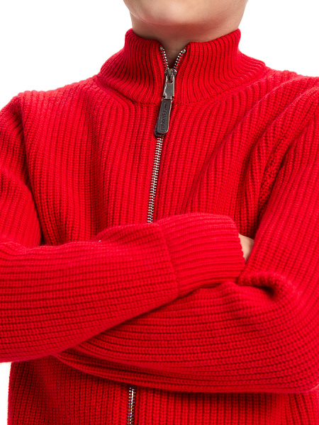 Кардиган шерстяной на молнии для мальчиков-подростков, цвет красный, фото 5