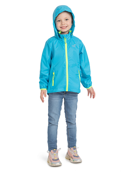 Ультралегкая куртка-ветровка для девочек из мембраны, цвет лайм неон, фото 3