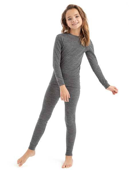 Термофутболка детская для девочек с длинным рукавом серии SOFT, цвет серый, фото 4