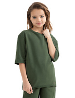 Футболка детская для девочек серии Cotton Олива