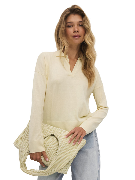 Джемпер-поло женский, цвет ваниль, фото 6