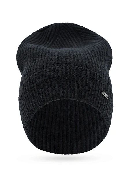 Шапка из шерсти с отворотом, цвет черный, фото 3