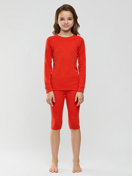 Комплект термобелья для девочек серии SPORT WOOL, цвет красный, фото 1