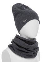 Комплект шапка и снуд из 100% шерсти мериносов для девочек Темно-серый