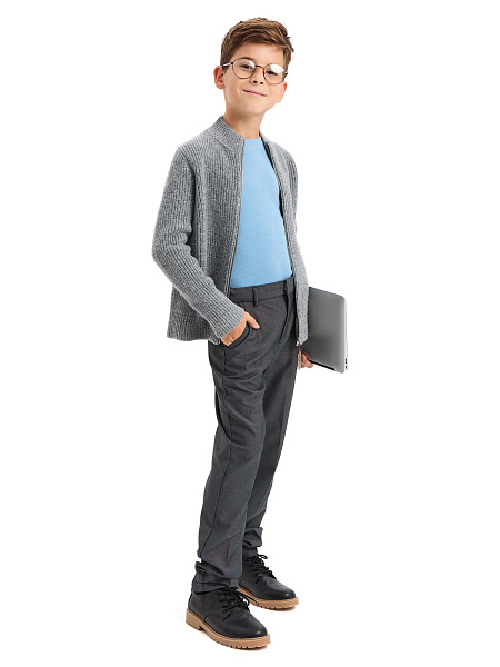 Кардиган шерстяной на молнии для мальчика, цвет пепельный меланж, фото 6