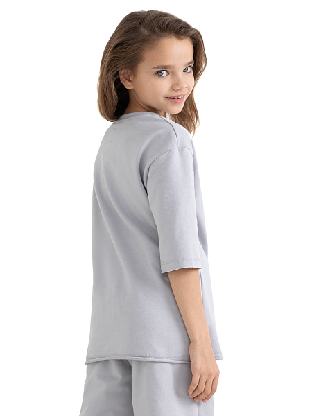 Футболка детская для девочек серии Cotton, цвет светло-серый, фото 5