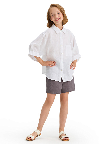 LINEN Рубашка для девочки, цвет белый, фото 4