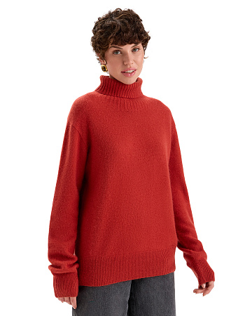 Свитер из пуха ангорского кролика, цвет терракот, фото 1