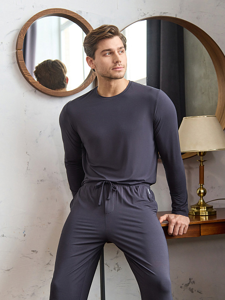 Лонгслив мужской серии Bamboo, цвет темно-серый, фото 6