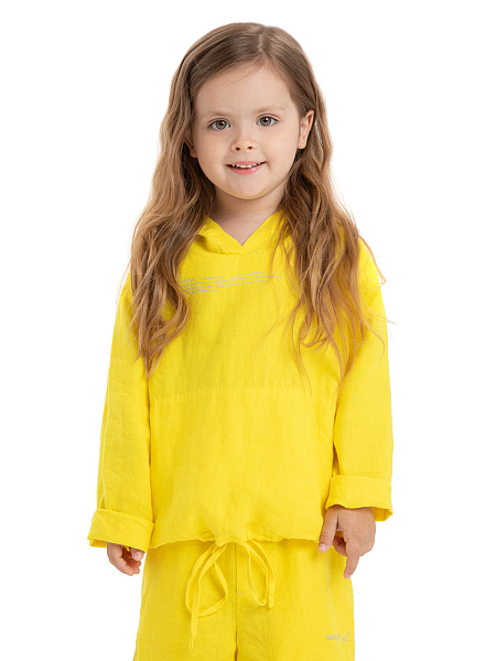 Худи из 100% льна для девочек, цвет желтый, фото 1