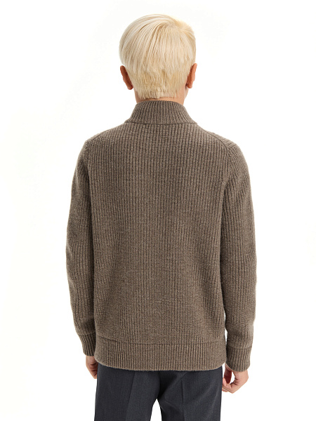 Кардиган шерстяной на молнии для мальчиков-подростков, цвет коричневый, фото 3