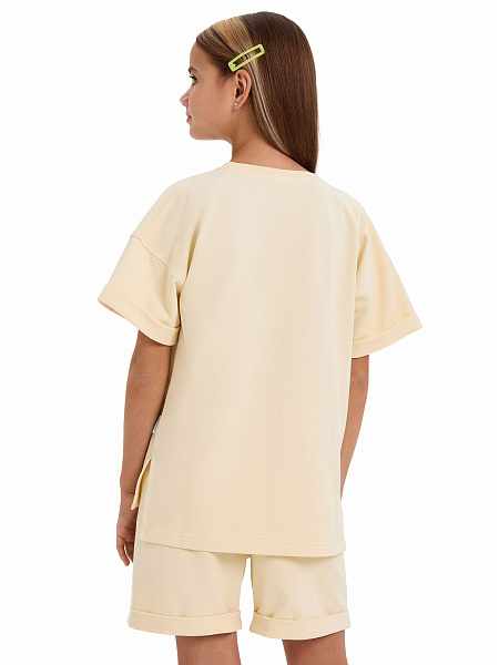 Футболка для девочки ORGANOMICA Cotton, цвет сливочный, фото 4