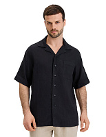 Рубашка мужская с коротким рукавом изо льна Черный