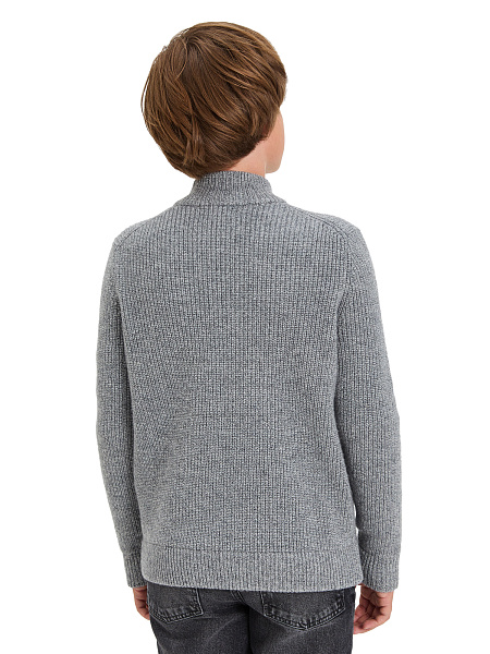 Кардиган шерстяной на молнии для мальчиков-подростков, цвет пепельный меланж, фото 2