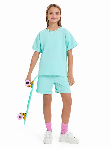 Шорты для девочки ORGANOMICA Cotton, цвет тиффани, фото 5
